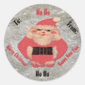 Ho Ho Santa Ivory Glitter Ronde Sticker (Voorkant)