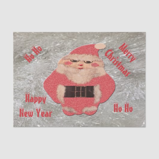 Ho Ho Santa Ivory Glitter Tissuepapier (Voorkant)
