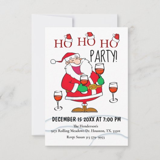 Ho Ho Santa-kerstuitnodiging Kaart (Voorkant)