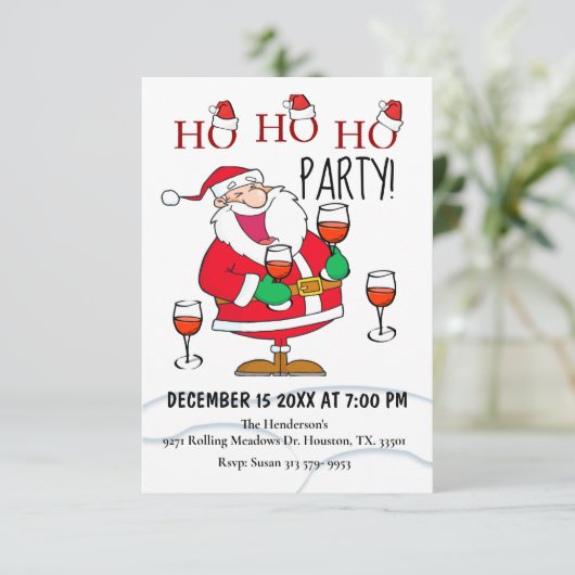 Ho Ho Santa-kerstuitnodiging Kaart (Staand voorkant)