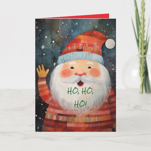 HO, HO SANTA KIND KERST KAART (Voorkant)