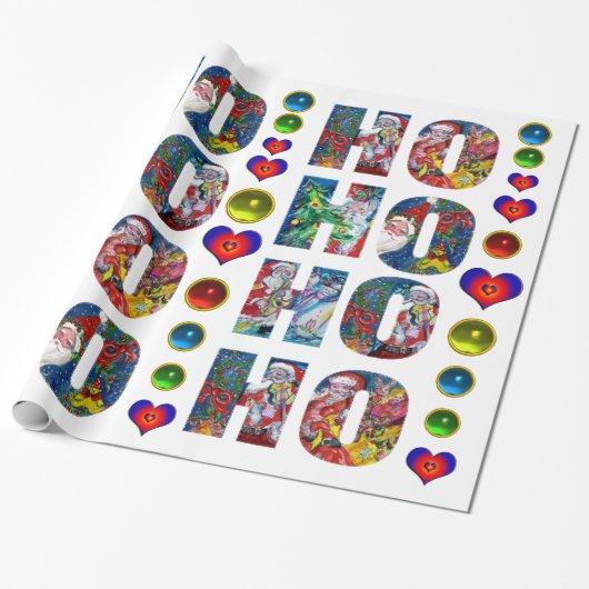 HO HO SANTA MUSICAL CHRISTMAS NIGHT CADEAUPAPIER (Uitgerold)