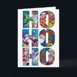 HO HO SANTA MUSICAL CHRISTMAS NIGHT FEESTDAGEN KAART<br><div class="desc">Ho Ho met levendige, kleurrijke, vette letters .Cool, witte en artistieke schilderijen met levendige rode, blauwe, gele, witte waterverf door Bulgan Lumini (c). De kerstman speelt viool en sax in de sneeuwwinternacht onder de blauwe hemel, maan en gele sterren met een grappige, expressieve uil, kat en zijn kerstzak vol kleurrijke...</div>