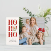 Ho Ho Santa Photo Flat Holiday Card Feestdagenkaart (Staand voorkant)