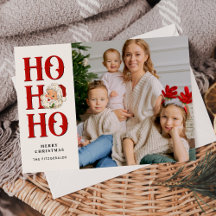 Ho Ho Santa Photo Flat Holiday Card
