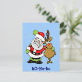 ho-ho Santa & Rudy Feestdagenkaart (Staand voorkant)