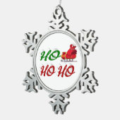 Ho Ho Santa Sleigh rood groen script Tin Sneeuwvlok Ornament (Rechts)
