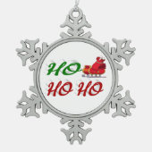 Ho Ho Santa Sleigh rood groen script Tin Sneeuwvlok Ornament (Voorkant)