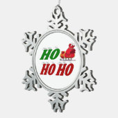 Ho Ho Santa Sleigh typografie Tin Sneeuwvlok Ornament (Rechts)
