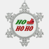 Ho Ho Santa Sleigh typografie Tin Sneeuwvlok Ornament (Voorkant)