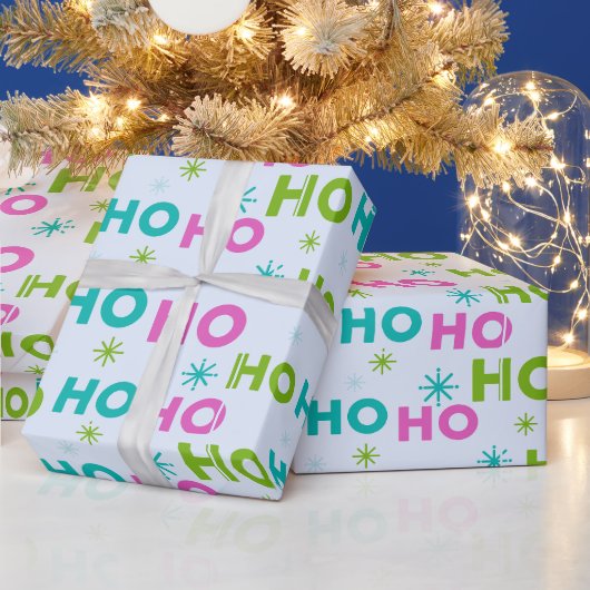 Ho Ho Snowflakes Pastel Modern Christmas Cadeaupapier (Feestdagen)