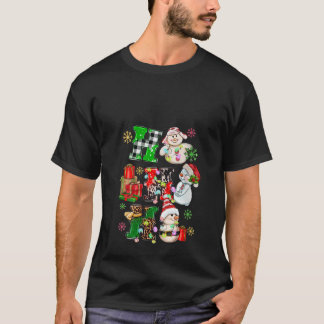 Ho Ho Snowman Santa Hat Leopard Buffalo Plaid P T-shirt