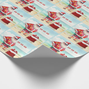 Ho Ho Strand Liefdevolle Kerstman Kerstmis Cadeaupapier