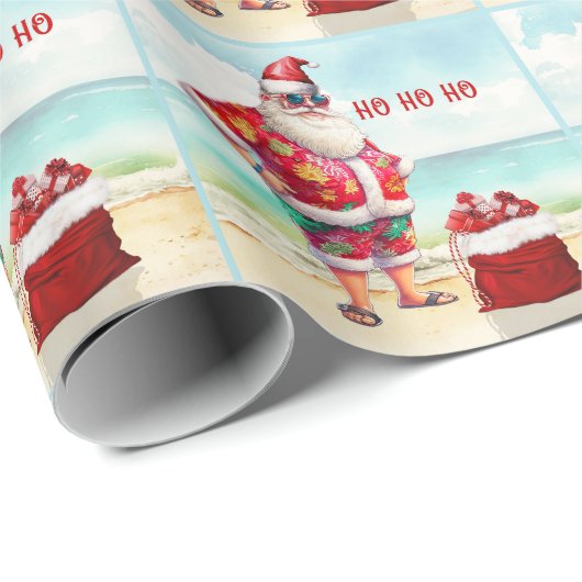 Ho Ho Strand Liefdevolle Kerstman Kerstmis Cadeaupapier (Rol Hoek)