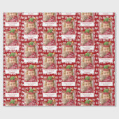 Ho ho tekst vakantiepatroon w / foto kerst cadeaupapier (Vlak)