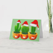 Ho Ho Three Cactus Wenskaart met Kerstmis Kaart (Voorkant)