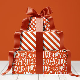 Ho Ho Typografie Pattern Cute Holiday Kerstmis Inpakpapier Vel