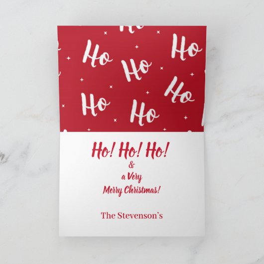 Ho Ho Typografie Seizoensgebonden kerstfeestdag Kaart (Binnen)