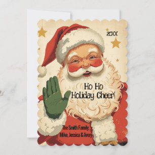 Ho Ho Vakantie Kerstplezier Retro Kerstman Kerstka Feestdagenkaart