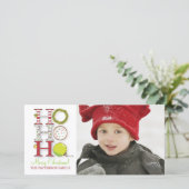 HO HO Vrolijk Kerstfeest Foto Groet Feestdagenkaart (Staand voorkant)
