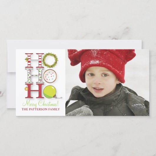 HO HO Vrolijk Kerstfeest Foto Groet Feestdagenkaart (Voorkant)
