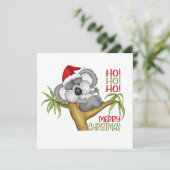 Ho Ho Vrolijk Kerstfeest Koala Feestdagenkaart (Staand voorkant)