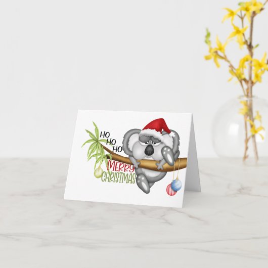 Ho Ho Vrolijk Kerstfeest Koala Kaart (Gele Bloem)