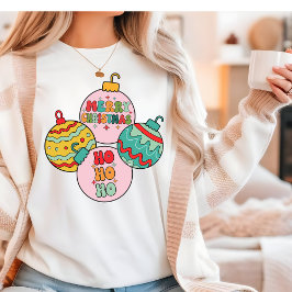 Ho Ho Vrolijk Kerstfeest Retro Decoraties Tri-Blend Shirt