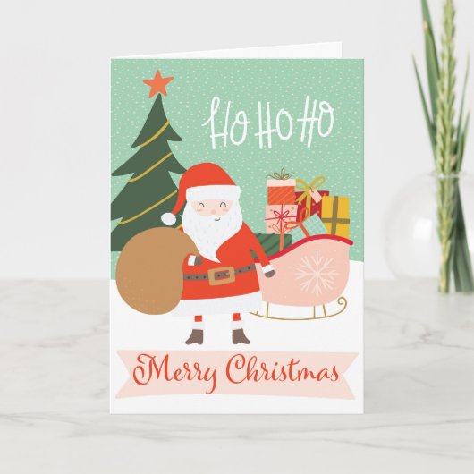 Ho Ho Vrolijk Kerstman Sleigh Feestdagen Kaart (Voorkant)