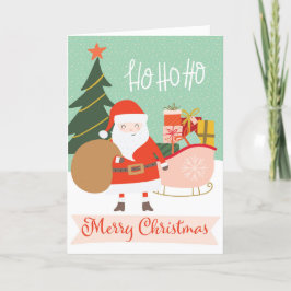 Ho Ho Vrolijk Kerstman Sleigh Feestdagen Kaart