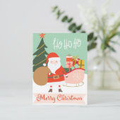 Ho Ho Vrolijk Kerstman Sleigh Feestdagenkaart (Staand voorkant)