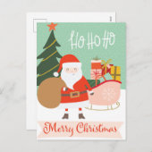 Ho Ho Vrolijk Kerstman Sleigh Feestdagenkaart (Voorkant / Achterkant)
