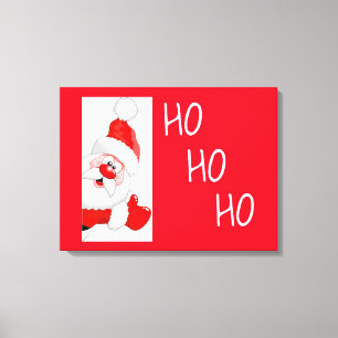 Ho Ho Waving Santa/Wrapped Canvas Afdruk