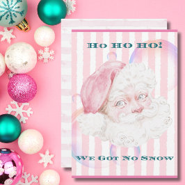 Ho ho we hebben geen sneeuw roze Santa Tropical Feestdagenkaart