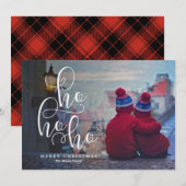 Ho Ho White Overlay Holiday Foto Feestdagenkaart (Voorkant / Achterkant)