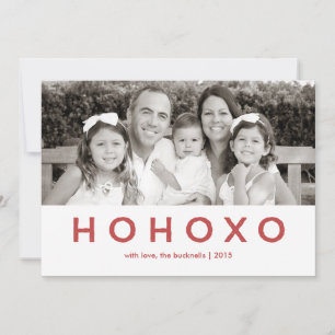 HO HO XO Rode Tekst Kerstfotokaart Feestdagenkaart