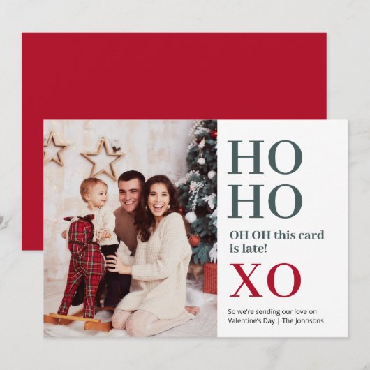 Ho Ho XO Valentijnsdag Feestdagenkaart (Voorkant / Achterkant)