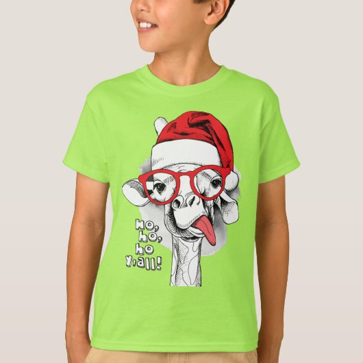 Ho Ho Y'all Giraffe Boys T-Shirt (Voorkant)