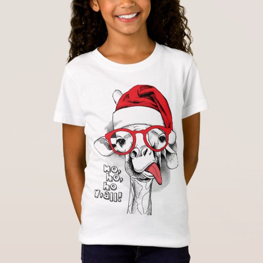 Ho Ho Y'all Giraffe Girls T-Shirt (Voorkant)