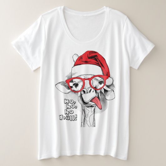 Ho Ho Y'all Giraffe Grote Maat T-shirt (Design voorkant)