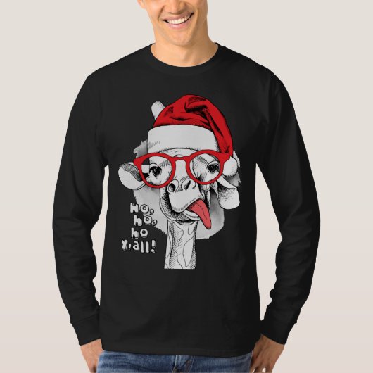 Ho Ho Y'all Giraffe Lange hoes T-shirt (Voorkant)