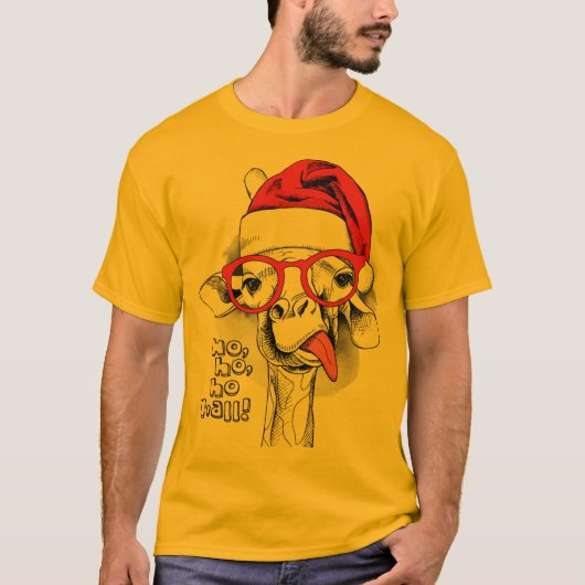 Ho Ho Y'all Giraffe Mannen T-Shirt (Voorkant)