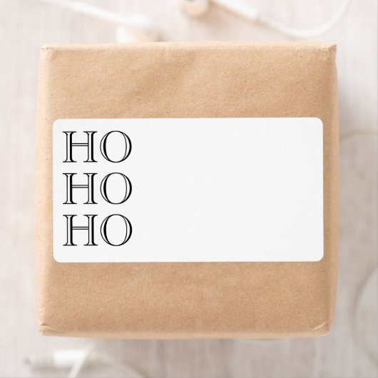 Ho Ho zwart blanco kerstretour-adres Etiket (Insitu)