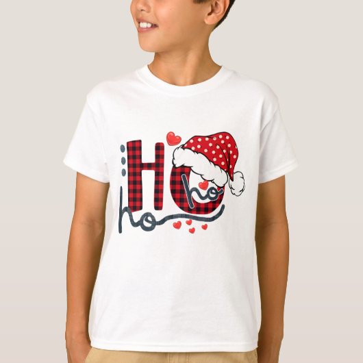Ho hoe Ho Buffalo Red Pset Santa Hat Kerstmis T-shirt (Voorkant)