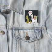 Ho-HoHo Holiday Llama Vierkante Button 5,1 Cm (In situ)