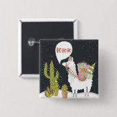 Ho-HoHo Holiday Llama Vierkante Button 5,1 Cm (Voorkant /achterkant)