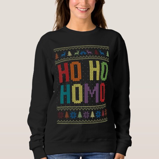 Ho Homo Kerst Gay Funny Pride Santa LGBT Ug Trui (Voorkant)