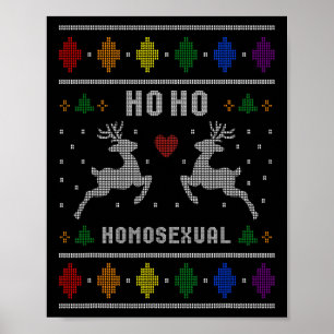 Ho Homoual Gay Xmas Pride Lelijke Kersttrui Poster