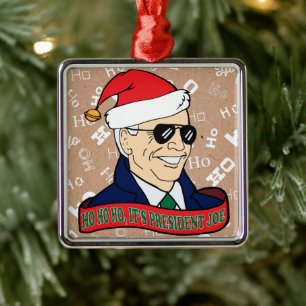 Ho Ho's President Joe Biden in Shades Kerstmis Metalen Ornament