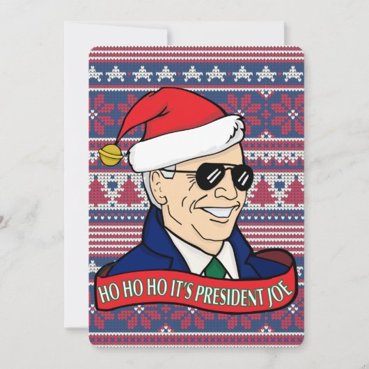 Ho Ho's President Joe Funny Flat Biden Kerstmis Feestdagenkaart (Voorkant)